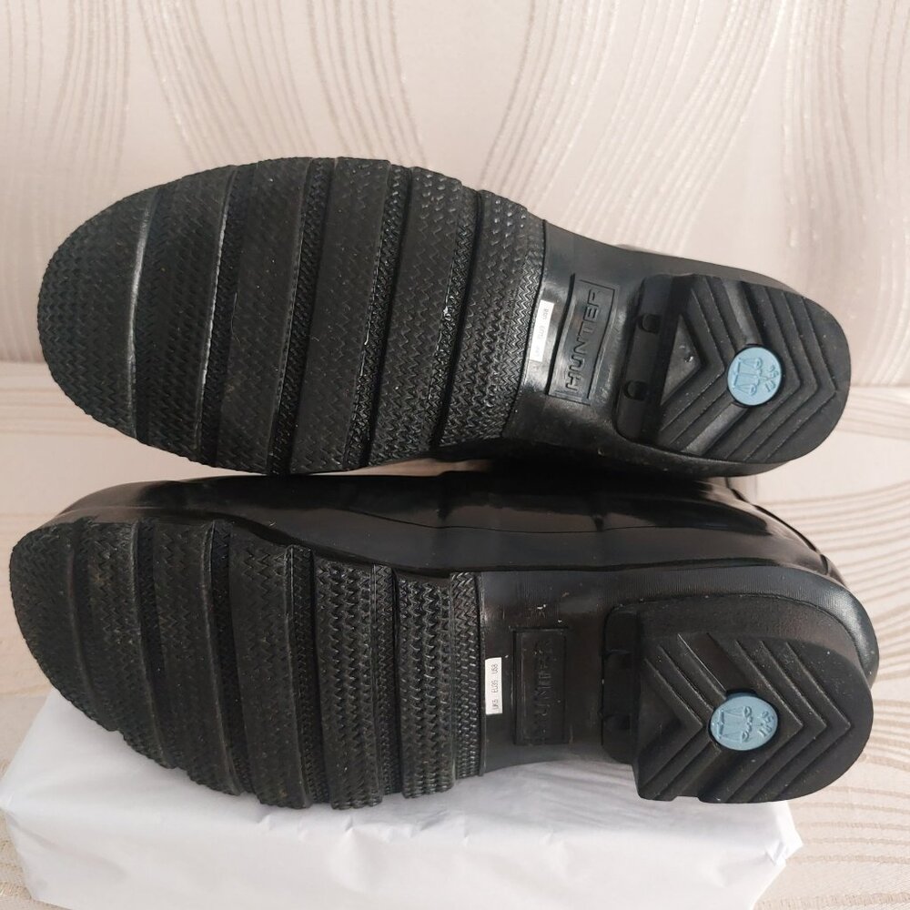 Hunter Classic Short Gloss Rain Boots Black 8 Mid Calf Shiny Like New - Picture 8 of 9